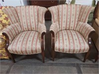 Chairs, rounded back, peach color stripes