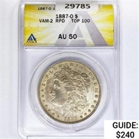 1887-O Morgan Silver Dollar ANACS AU50 VAM-2 RPD