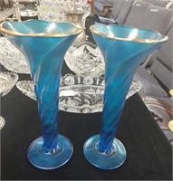 Blue swirl pattern vases