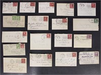 US Stamps 18 Small Covers, mostly 1920s-1930s, Chr
