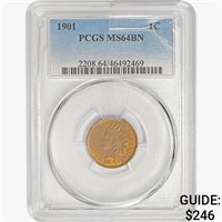 1901 Indian Head Cent PCGS MS64 BN
