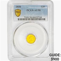 1850 Rare Gold Dollar PCGS AU58