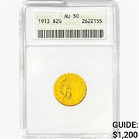 1913 $2.50 Gold Quarter Eagle ANACS AU50