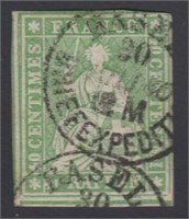 Switzerland Stamps #19 Used with silk thread and a