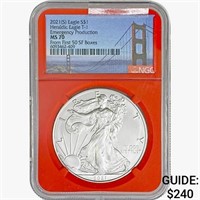 2021(S) Silver Eagle NGC MS70 Heraldic Eag. T1