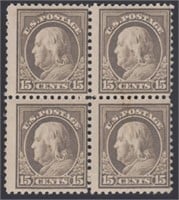US Stamps #514 Mint NH/LH Block of 4, top left sta