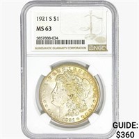 1921-S Morgan Silver Dollar NGC MS63