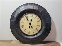 Round Black Clock (wood, Faux Leather)