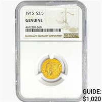 1915 $2.50 Gold Quarter Eagle NGC Genuine