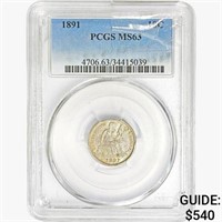 1891 Seated Liberty Dime PCGS MS63