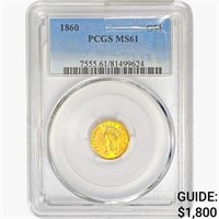 1860 Rare Gold Dollar PCGS MS61