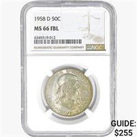 1958-D Franklin Half Dollar NGC MS66 FBL