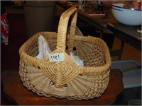 Gods Eye Basket & Red Rose Feed Sack