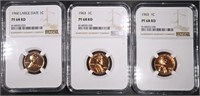 1960(LG DATE) & (2) 1963 LINCOLN CENTS NGC PF68 RD