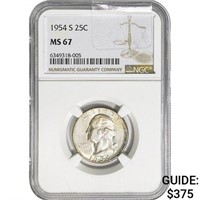 1954-S Washington Silver Quarter NGC MS67
