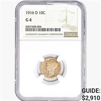 1916-D Mercury Silver Dime NGC G4