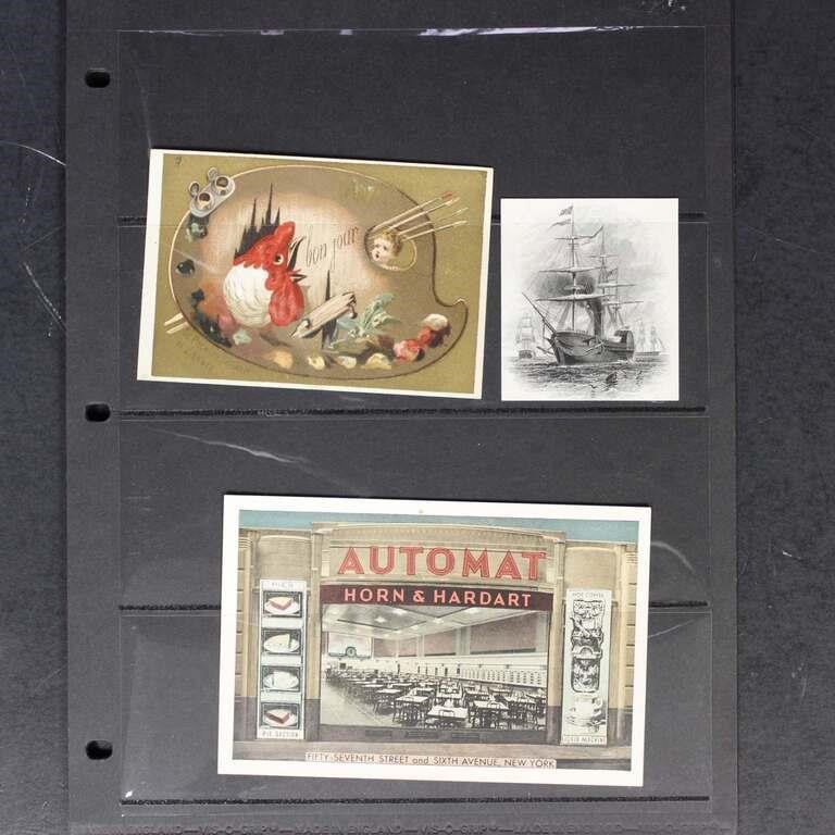 Postcards and Victorian Trade cards eclectic lot o
