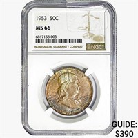 1953 Franklin Half Dollar NGC MS66