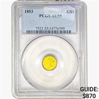 1853 Rare Gold Dollar PCGS AU55