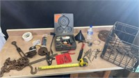 B&D 3/8 drill kit, tools , pulleys , hammer,