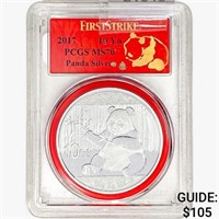 2017 1oz. Silver Panda 10 Yuan PCGS MS70