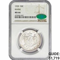 1920 CAC Maine Half Dollar NGC MS66