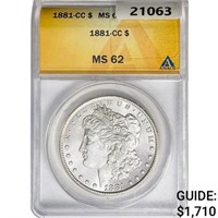 1881-CC Morgan Silver Dollar ANACS MS62
