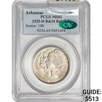 1935-D CAC Arkansas Half Dollar PCGS MS65 B&M Ref