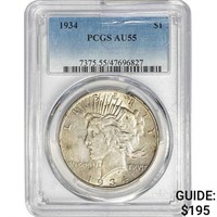 1934 Silver Peace Dollar PCGS AU55