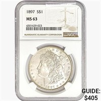 1897 Morgan Silver Dollar NGC MS63