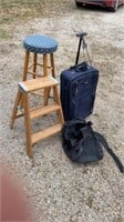 3 foot wooden ladder, stool, luggage Jaguar,
