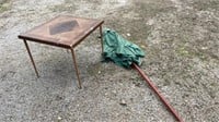 Durham Card table, patio umbrella
