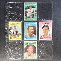 1959 Topps Baseball Cards, few creases/stains, but