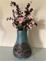 16.5 in planter with flowers made in Mexico
