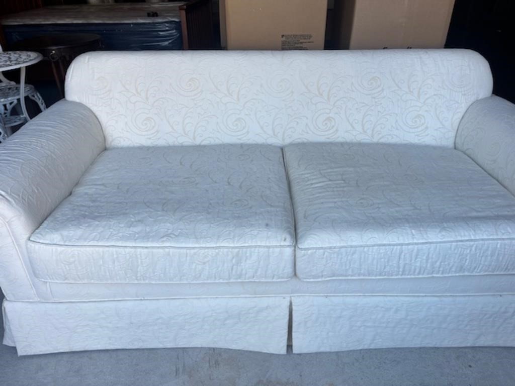 Sofa Bed with 2 Decor Pillows White