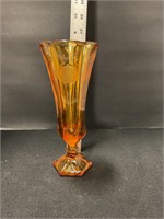 Amber coin glass pedestal vase