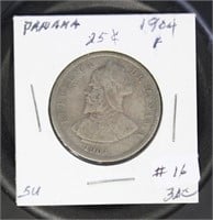 Panama Coins 1904 Quarter, circulated