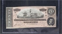 1864 CSA Currency $20 Note T-67, Confederate State