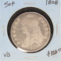 US Coins 1808 Capped Bust Half Dollar, circulated
