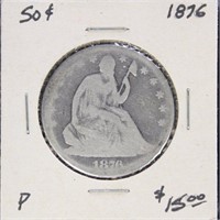 US Coins 1843 Seated Liberty Half Dollar, circulat