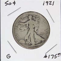 US Coins 1921 Walking Liberty Half Dollar, circula