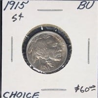 US Coin 1915 Buffalo Nickel $0.05, uncirculated in