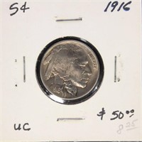 US Coin 1916 Buffalo Nickel $0.05, uncirculated in