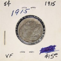 US Coin 1915 Buffalo Nickel $0.05, circulated in d