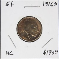 US Coin 1916-S Buffalo Nickel $0.05, circulated in