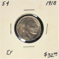 US Coin 1918 Buffalo Nickel $0.05, circulated in d