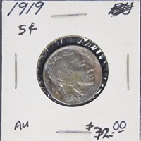 US Coin 1919 Buffalo Nickel $0.05, circulated in d