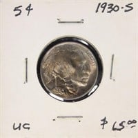 US Coin 1930-S Buffalo Nickel $0.05, circulated in