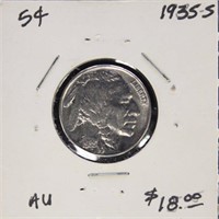 US Coin 1935-S Buffalo Nickel $0.05, circulated in