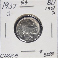 US Coin 1937-S Buffalo Nickel $0.05, uncirculated